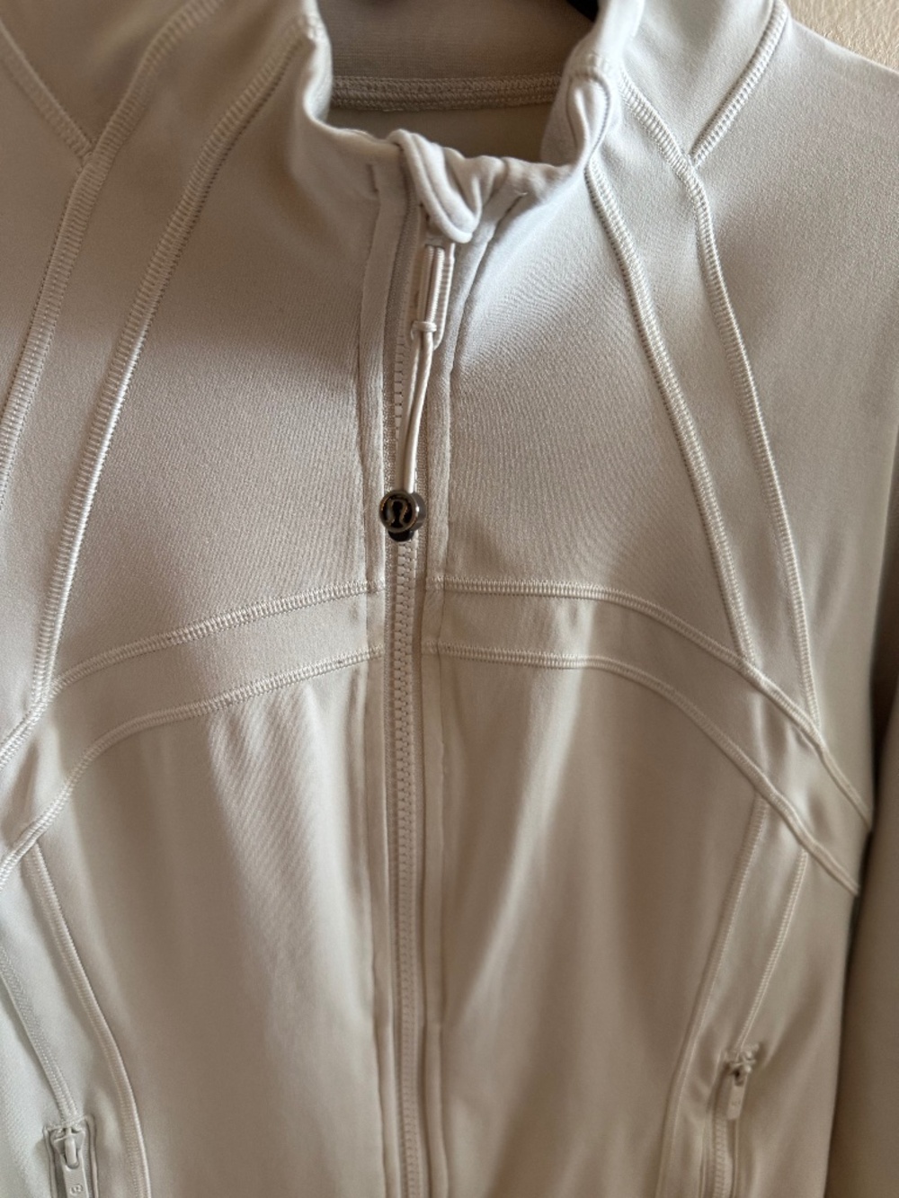 Lululemon Define Cropped Jacket Nulu Light Ivory Square Dot Sz 12